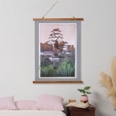 Himeji Castle, Hiroshi Yoshida, Woodcut Wandteppich Mit Holzrahmen (Schlafzimmer)