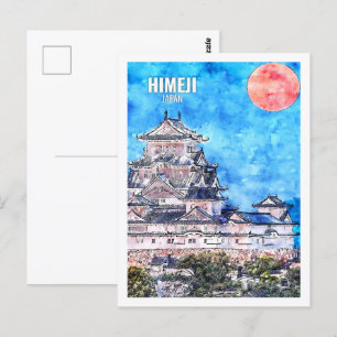 Himeji Japan Berühmter Reiseplatz Wasserfarbe Postkarte