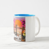 Himeji Japan blüht Poster. Zweifarbige Tasse (VorderseiteRechts)