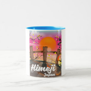 Himeji Japan Kirschblütenposter. Zweifarbige Tasse