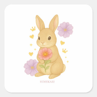 HIMEKARI Floral Bunny Sticker –Clear
