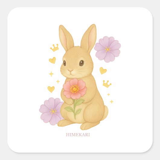 HIMEKARI Floral Bunny Sticker –Clear (Vorderseite)