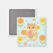 HIMEKARI Floral Hamster Magnet – Blue (Vorderseite/Rückseite)