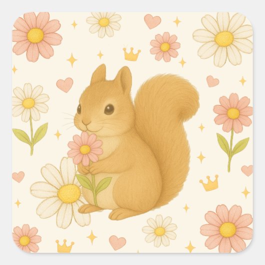 HIMEKARI Floral Squirrel Sticker (Cream)  (Vorderseite)
