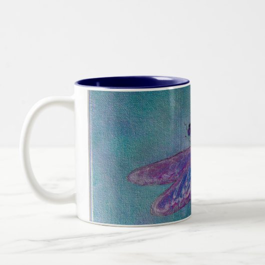 Himmel-Abstreicheisen-Libelle Zweifarbige Tasse (Links)