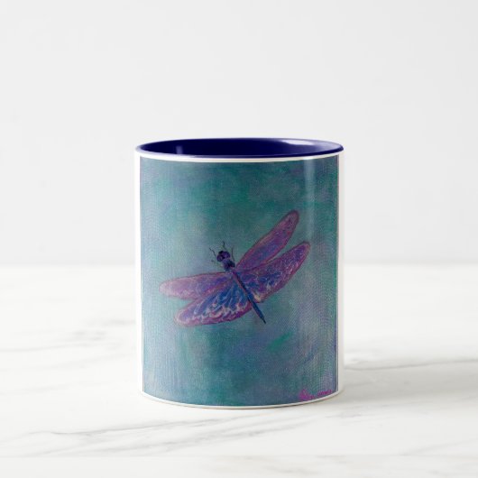 Himmel-Abstreicheisen-Libelle Zweifarbige Tasse (Mittel)