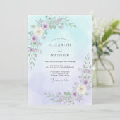 Himmel-Amethyst-Blüten-Hochzeit Einladung (Stehend Vorderseite)