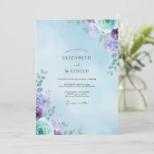 Himmel-Amethyst-Gemalte Hochzeit Einladung (Stehend Vorderseite)