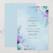 Himmel-Amethyst-Gemalte Hochzeit Einladung (Vorne/Hinten)