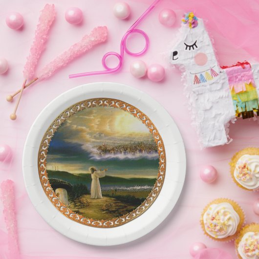 Himmel begrüßt Embrace Jesus in der Abenddämmerung Pappteller (Party)