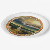 Himmel begrüßt Embrace Jesus in der Abenddämmerung Pappteller (Schrägansicht)