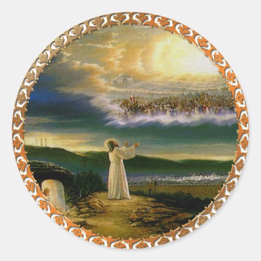 Himmel begrüßt Embrace Jesus in der Abenddämmerung Runder Aufkleber (Vorderseite)