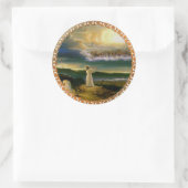 Himmel begrüßt Embrace Jesus in der Abenddämmerung Runder Aufkleber (Tasche)