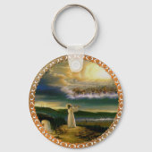 Himmel begrüßt Embrace Jesus in der Abenddämmerung Schlüsselanhänger (Vorderseite)