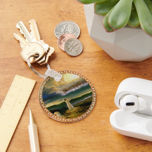 Himmel begrüßt Embrace Jesus in der Abenddämmerung Schlüsselanhänger (Schreibtisch)