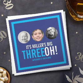 Himmel blau 30. Drei OH! Foto Geburtstag Serviette