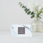 Himmel-Blau-Aquarell-Marmor-Visitenkarte Visitenkarte (Stehend Vorderseite)