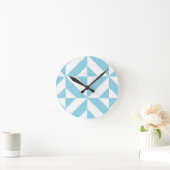 Himmel-Blau-geometrisches Deko-Würfel-Muster Runde Wanduhr (Zuhause)