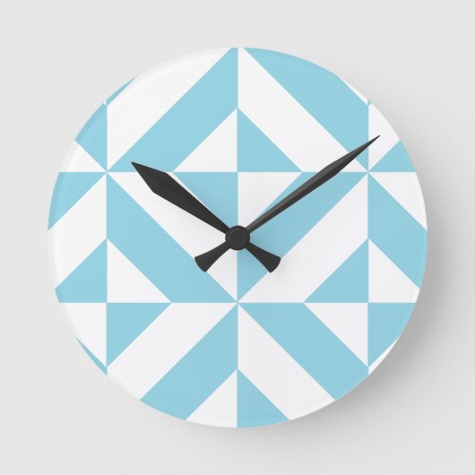 Himmel-Blau-geometrisches Deko-Würfel-Muster Runde Wanduhr (Vorderseite)