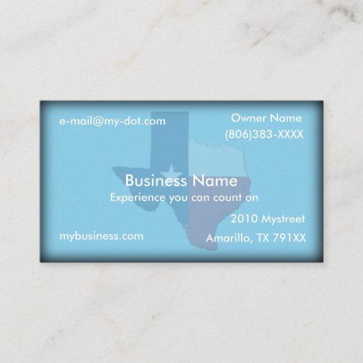 Himmel-Blau-Texas-Flaggen-Karten-Visitenkarte Visitenkarte (Vorderseite)