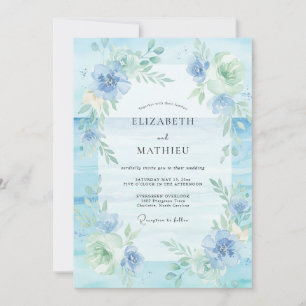 Himmel-Celadon-Pfingstrosen-Hochzeit Einladung