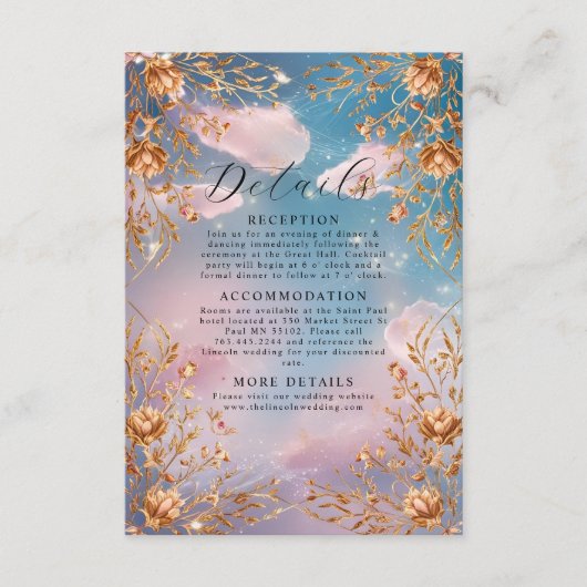 Himmel der Liebe Goldene Blume Hochzeit Begleitkarte (Vorderseite)