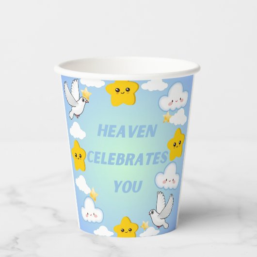 Himmel feiert Sie Christlich Pappbecher (Vorderseite)