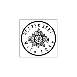 HIMMEL GESENDET MIT LIEBE-ROSEN GUMMISTEMPEL