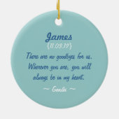 Himmel gesendete Erinnerungsverzierung im Blau Keramikornament (Hinten)