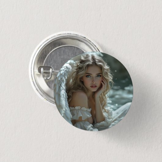 Himmel in den Augen: Engel des ruhigen Wunders Button (Vorne & Hinten)