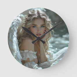 Himmel in den Augen: Engel des ruhigen Wunders Runde Wanduhr