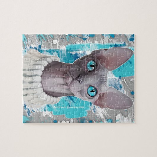 Himmel in den Augen (Sphynx Katze) Puzzle (Horizontal)