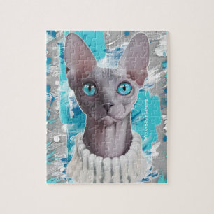 Himmel in den Augen (Sphynx Katze) Puzzle