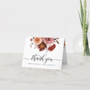Himmel in Rosa, Blush und Burgunder Blumen Dankeskarte