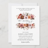 Himmel in Rose mit blumenblütigen Hochzeiten Einladung (Vorderseite)