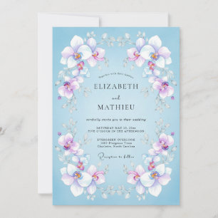 Himmel-Lila-Orchideen-Hochzeit Einladung