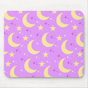 Himmel Mond Sterne Muster Lila Hintergrund Mousepad