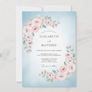 Himmel Rosa Blatt Hochzeit Einladung