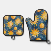 Himmel Sonne Scheint Hell Ofenhandschuh & Topflappen-Set (Vorderseite)