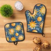Himmel Sonne Scheint Hell Ofenhandschuh & Topflappen-Set (Oben Unten)