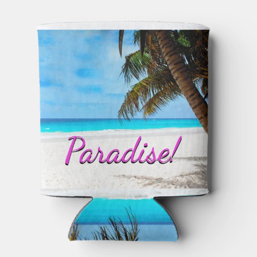 Himmel, Strand, Palmen - Paradies! Dosenkühler (Rückseite)