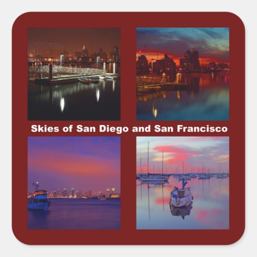 Himmel über San Diego und San Francisco Quadratischer Aufkleber (Vorderseite)