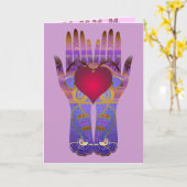 Himmel übergibt leere Karte (Gelbe Blume)