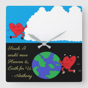 Himmel und Erde bewegen: Quadratische Wanduhr