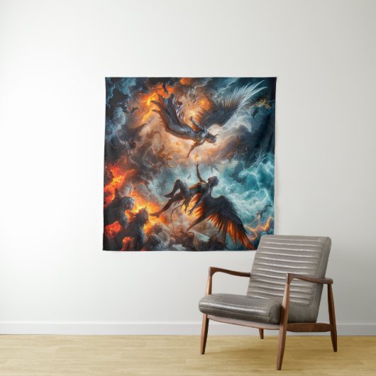 Himmel und Hölle Konfrontation Epische Szene Wandteppich (Beispiel (Horizontal))