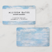 Himmel-und Ozean-Blau-Weiß-Wolken-Aquarell gemalt Visitenkarte (Vorne/Hinten)