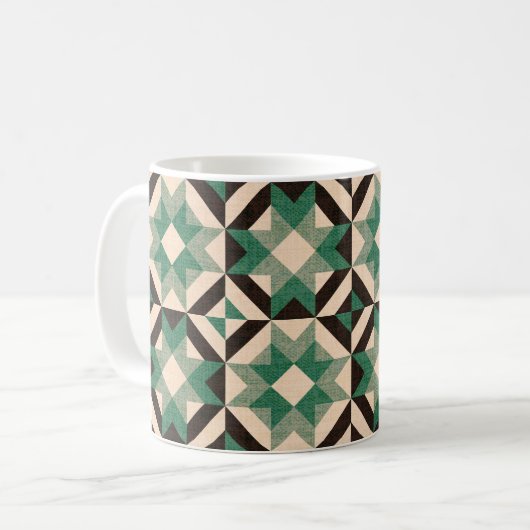 Himmel voller Sterne - Geometrisches Grün Kaffeetasse (Vorderseite Links)