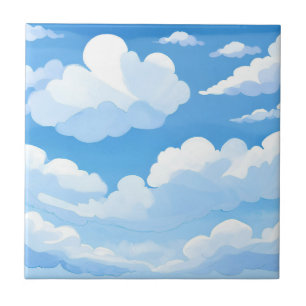 Himmel voller Wolken   Wasserfarbe Blaue Himmel Ma Fliese