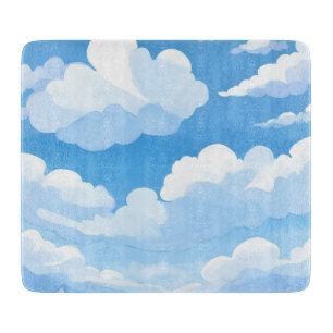 Himmel voller Wolken   Wasserfarbe Blaue Himmel Ma Schneidebrett