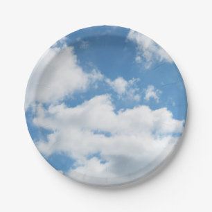 Himmel, Wetter, Natur, weiß, blau, wolke, sonnenli Pappteller
